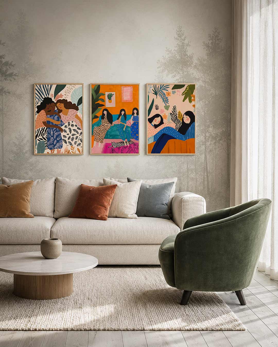 Vorm en kleurenspel driedelige posterset – deze posterset in drie delen toont een harmonie van warme