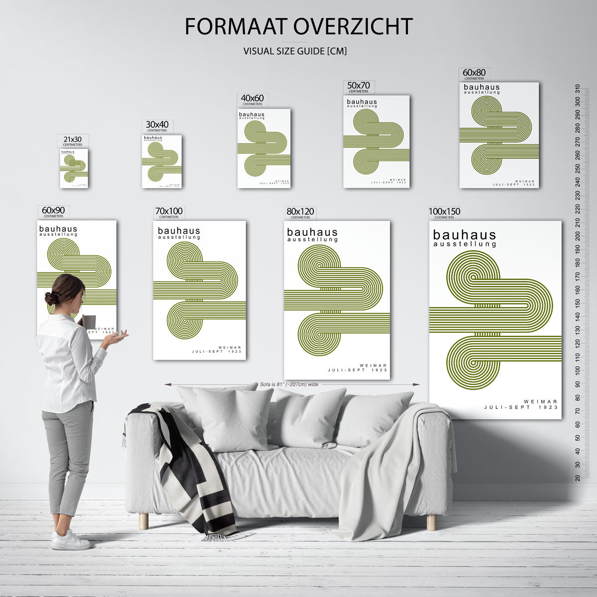 Lijnenspel en cirkel – Bauhaus poster als moderne geometrische wanddecoratie