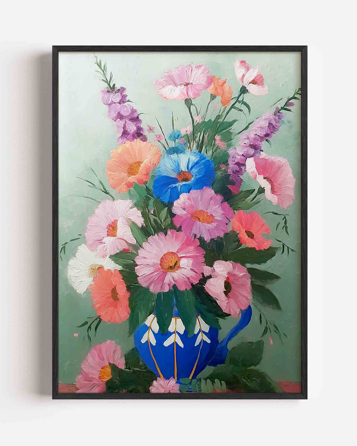 Bloemen in vaas – dromerige illustratie poster als wanddecoratie