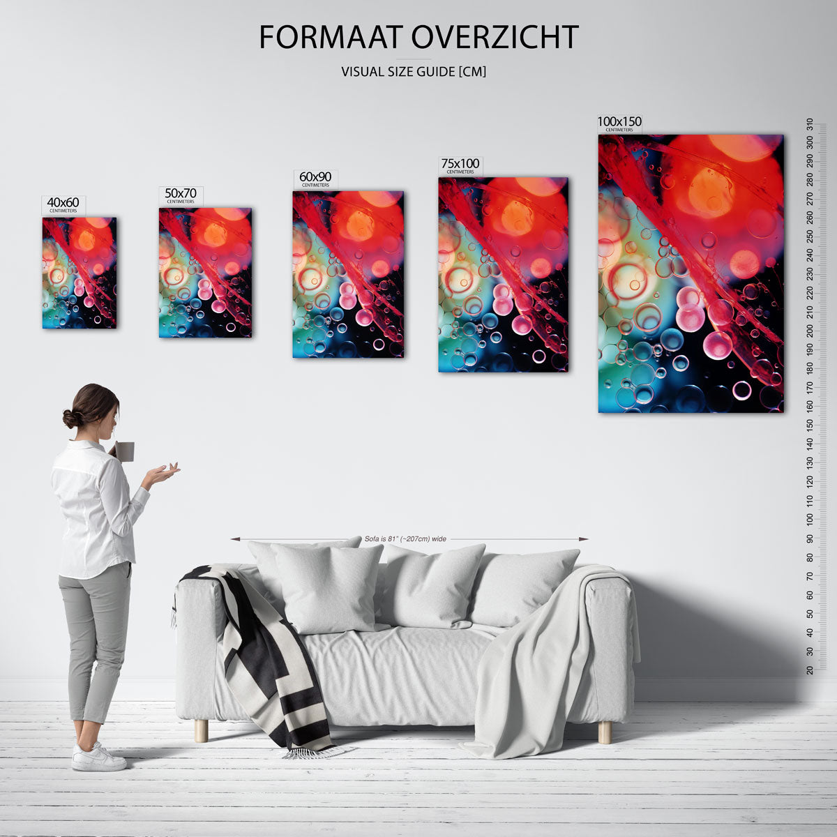 Kleurrijke bellen – moderne staande wandkunst