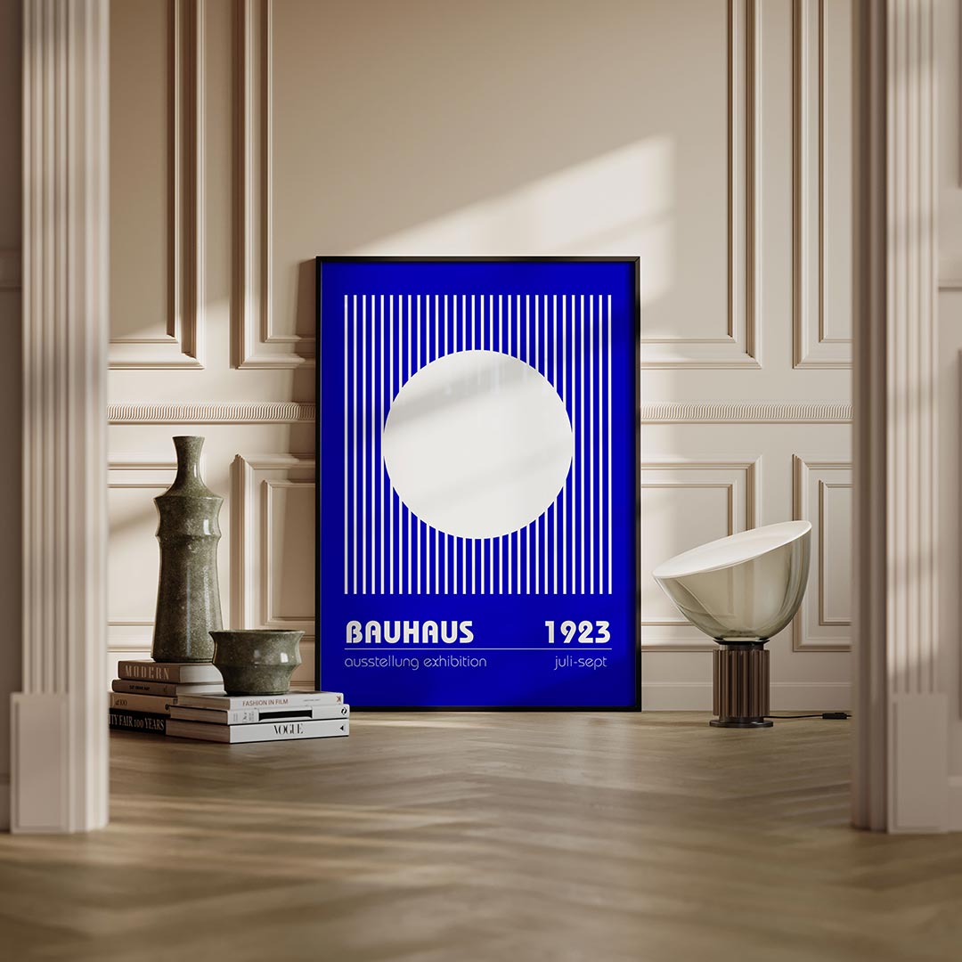 Lijnen en cirkel – moderne Bauhaus wandkunst als poster