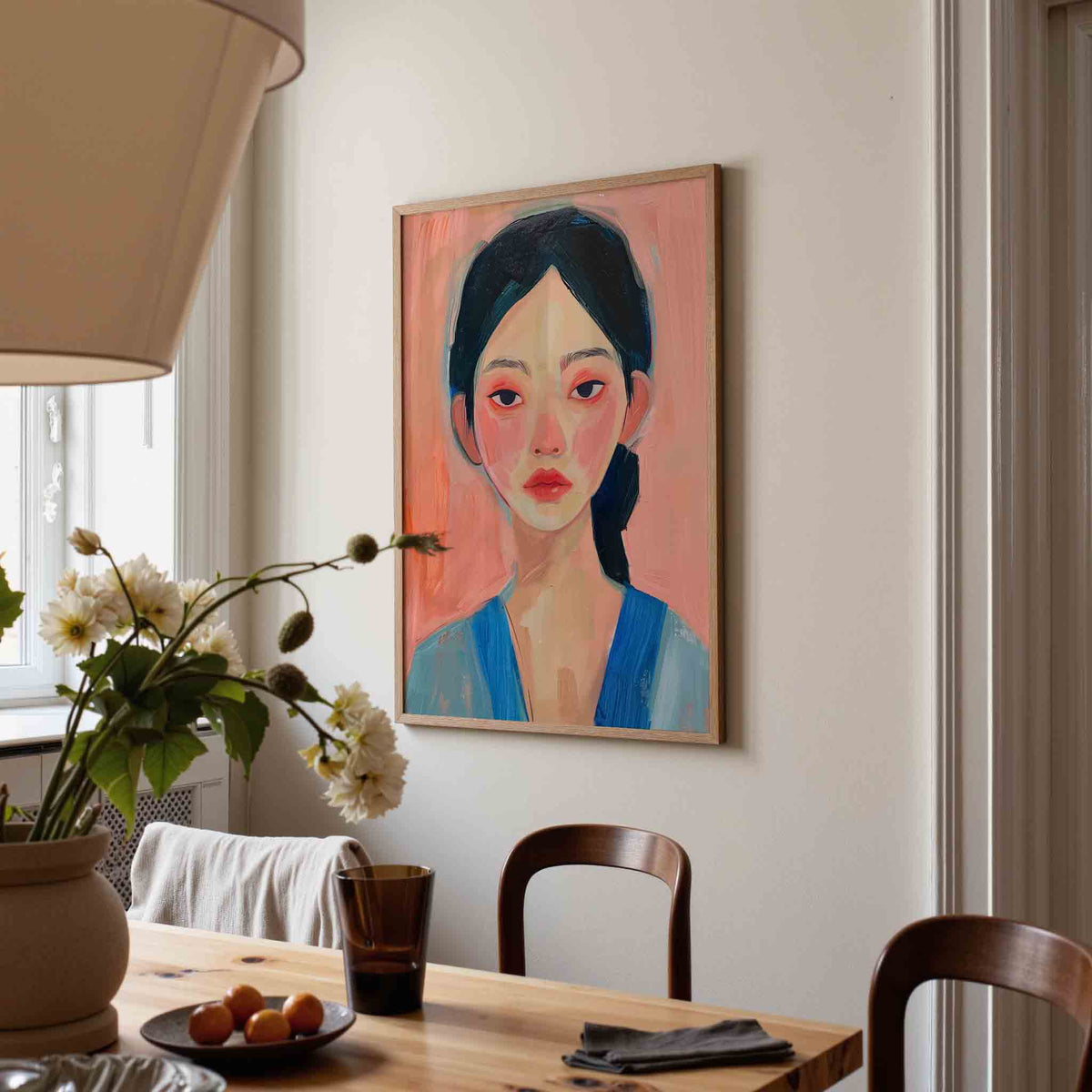 Vrouwelijk portret – eigentijdse illustratie poster in staand formaat