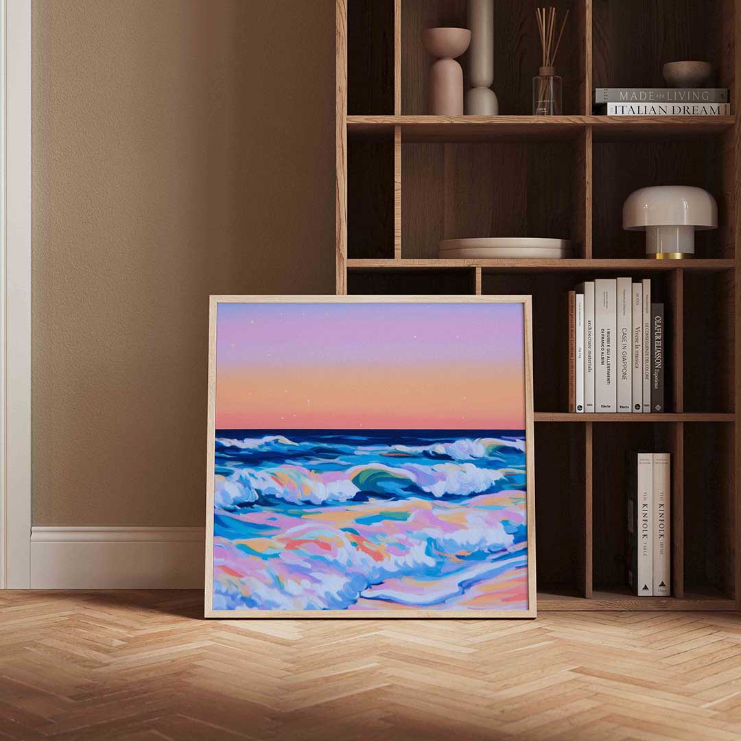 Golven en sterren – vierkante wanddecoratie met kleur en vorm van WallArtistic
