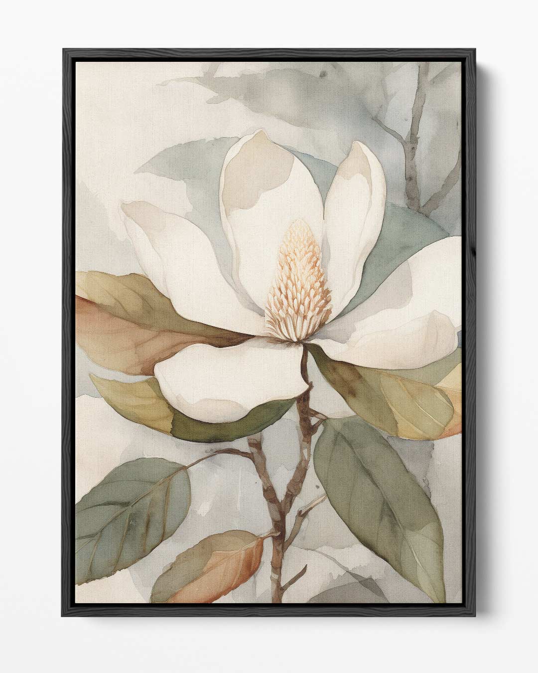 Elegante Magnolia Aquarel – portret kunstwerk als wanddecoratie