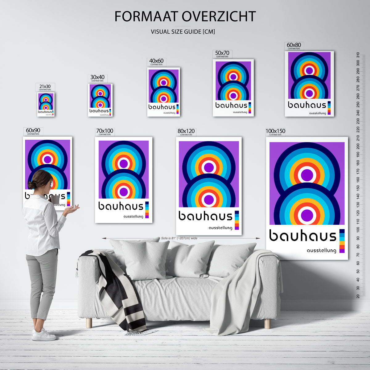 Cirkelpatroon kleuren – geometrische poster in Bauhaus-stijl van WallArtistic