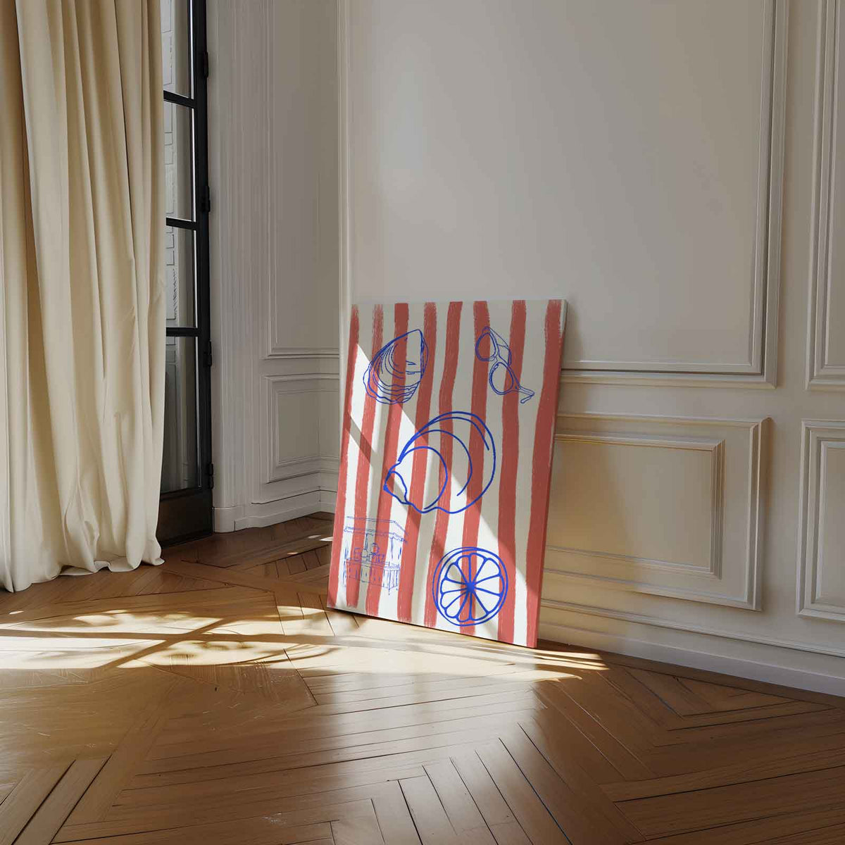 Zomerstrepen en Strandvibes – dibond kunstwerk als wanddecoratie