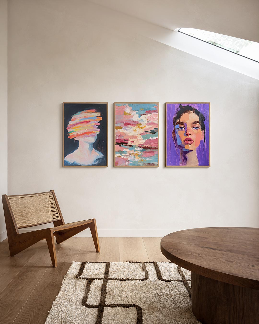 Kleurenstreep portret posterset – derde productweergave – een portret met dynamische strepen in levendige kleuren