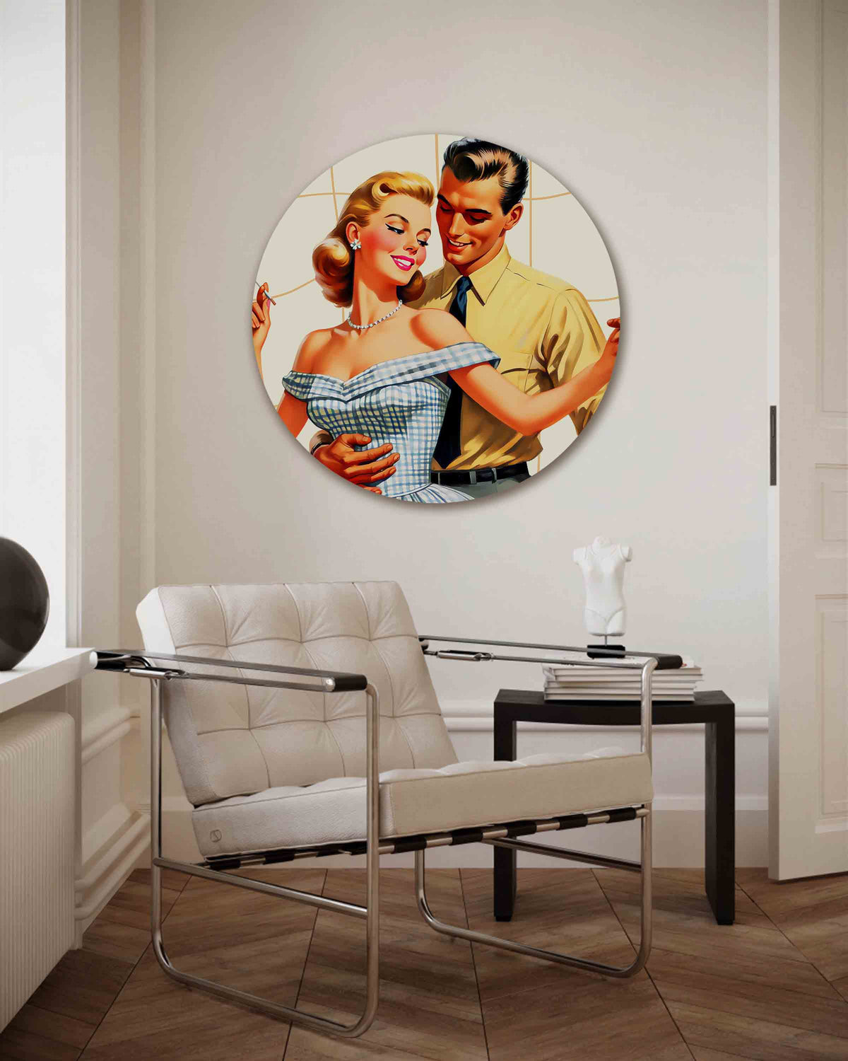 Dansend koppel – Pop Art muurcirkel als ronde wanddecoratie