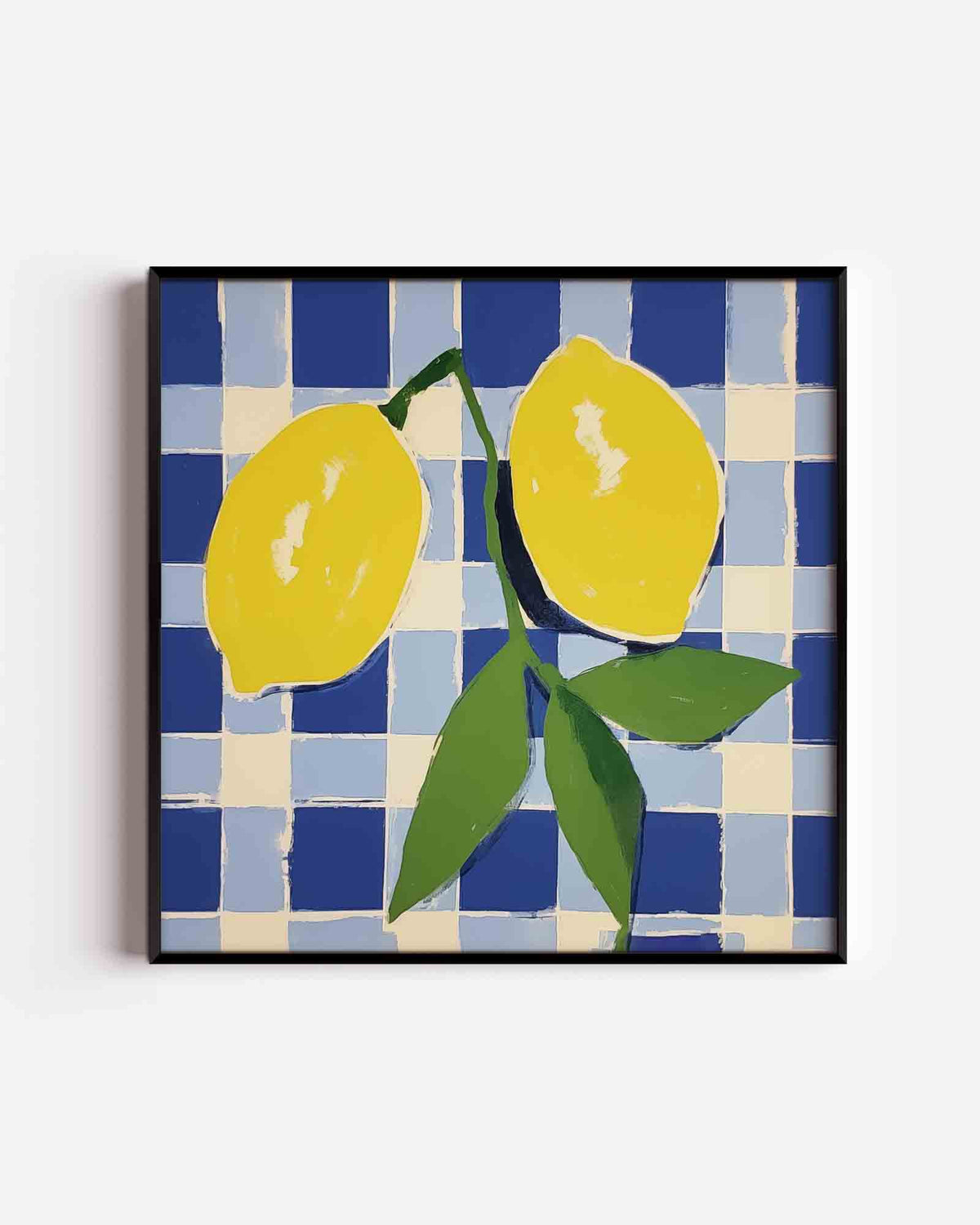 Citroenen op blauw wit – keuken vierkante poster als wanddecoratie