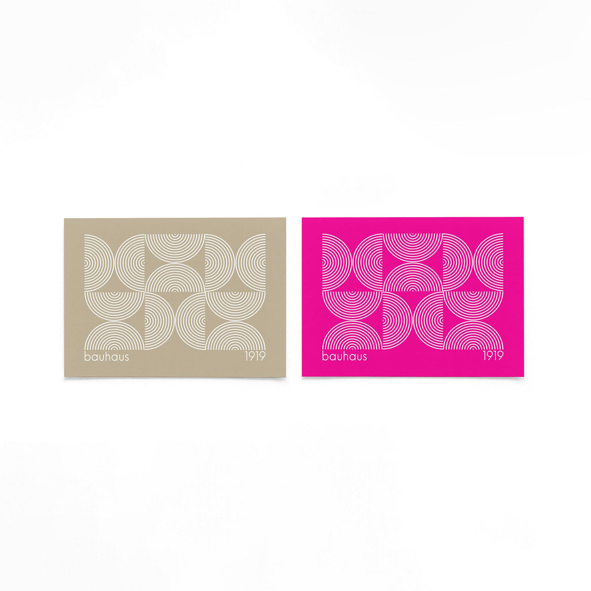 Twee landscape posters met concentrische boogpatronen als vrijstaande productfoto