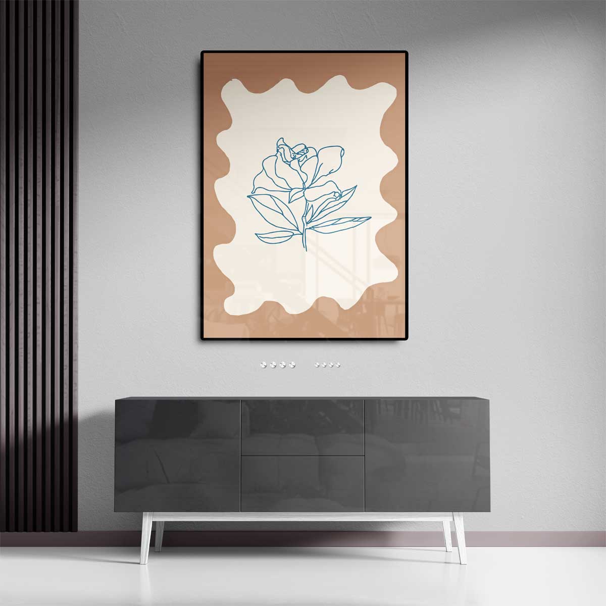 Eenvoudige Bloemenschets – staande wandkunst voor woonkamer of interieur