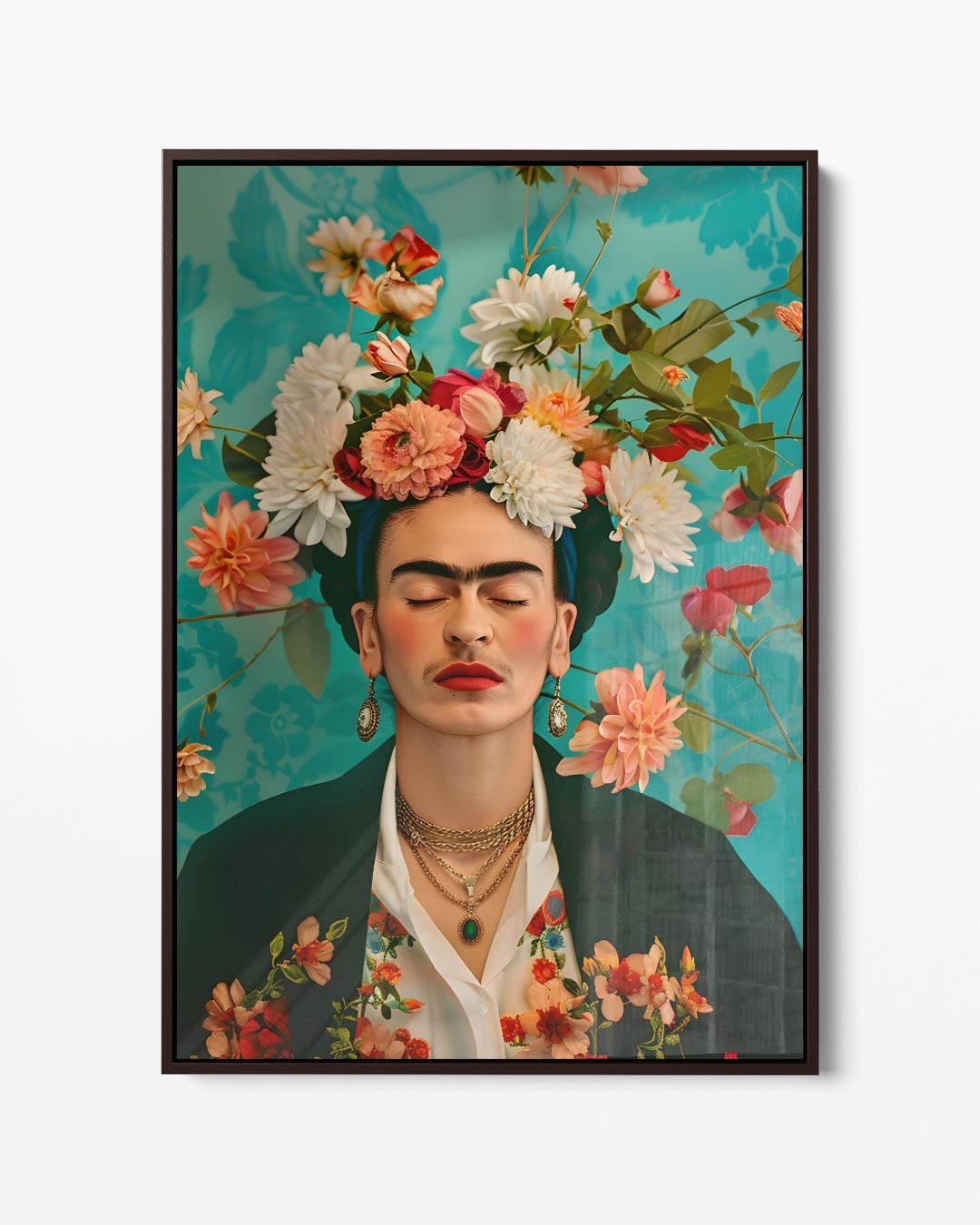 Bloemrijke Portretpracht – portret kunstwerk als wanddecoratie
