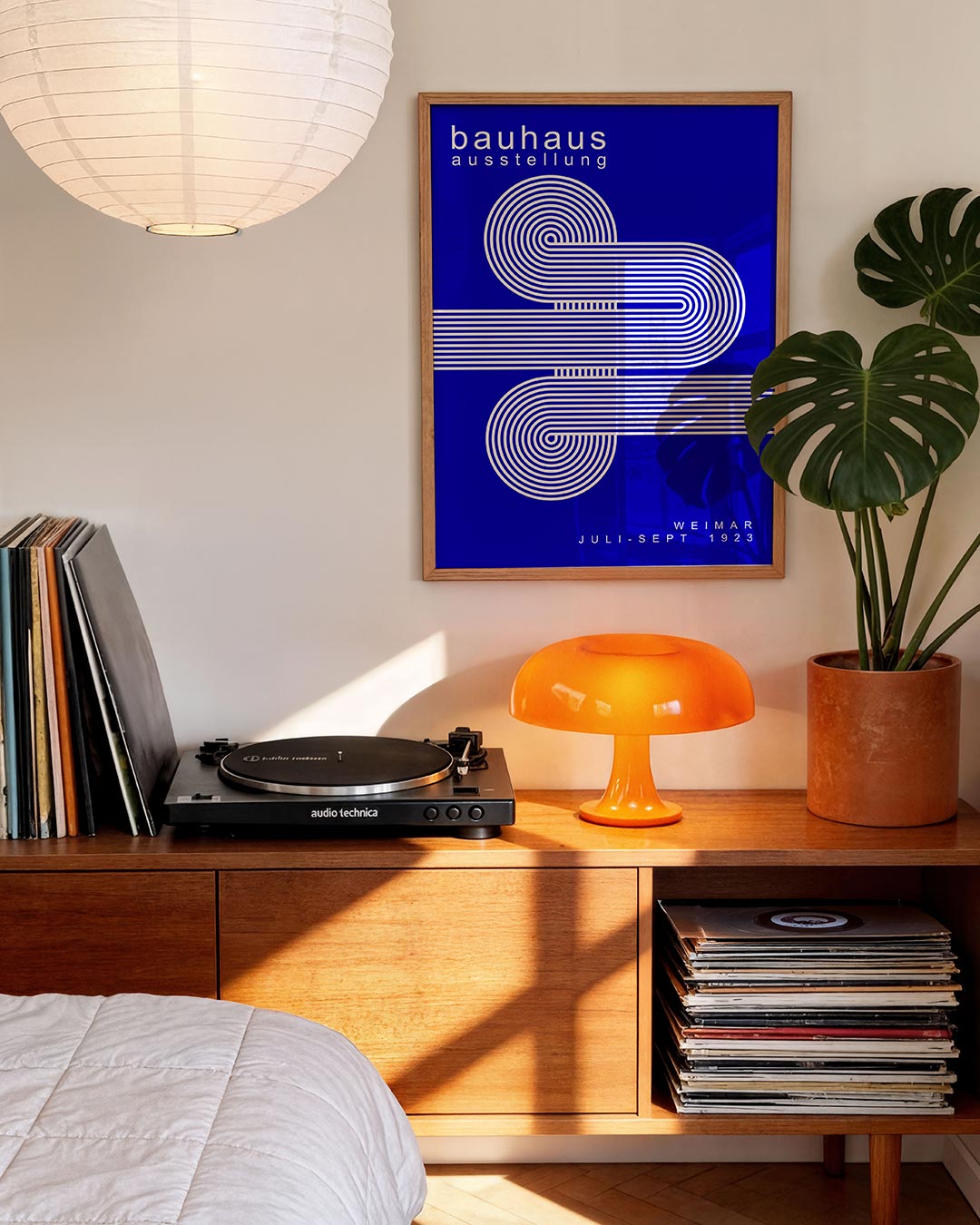 Lijnen en cirkel – moderne Bauhaus wandkunst als poster