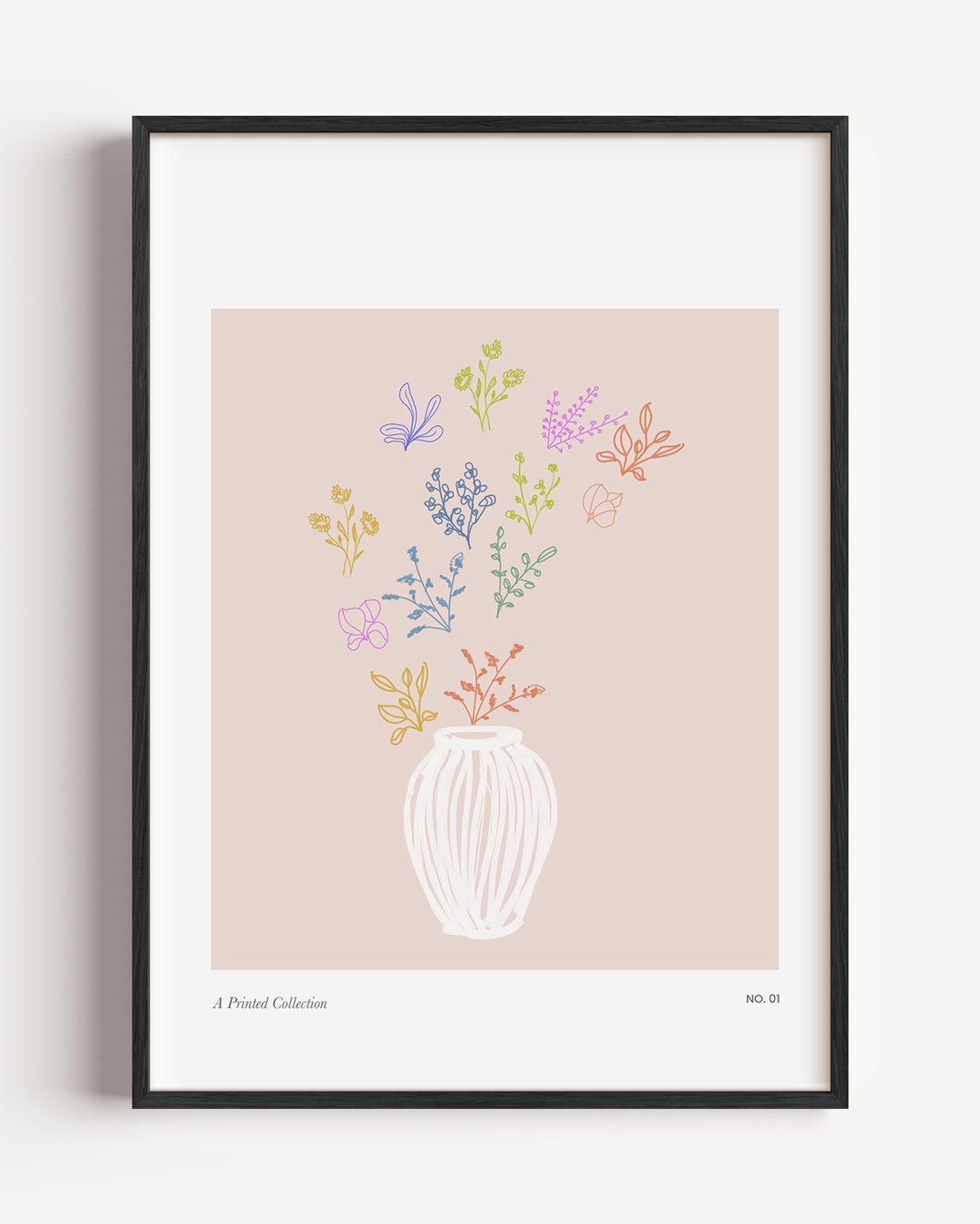 Vrolijke Bloemen in Vaas Kunstposter – bloemen portret poster als wanddecoratie
