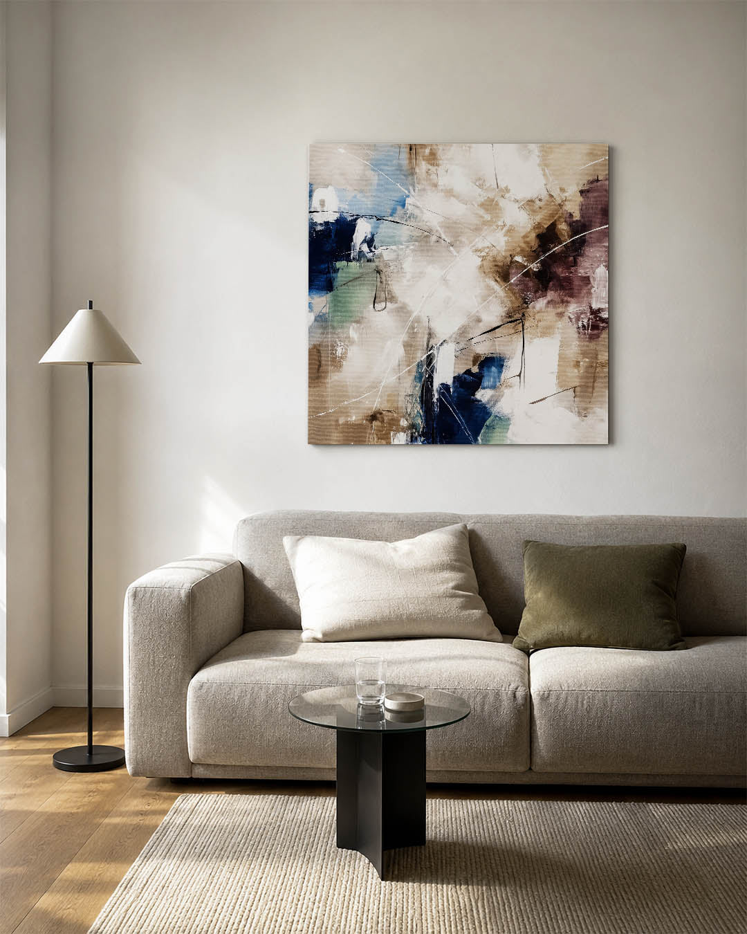 Dynamische kleurencompositie kunstwerk – vierkante wanddecoratie – dit kunstwerk toont een levendige mix van kleuren en