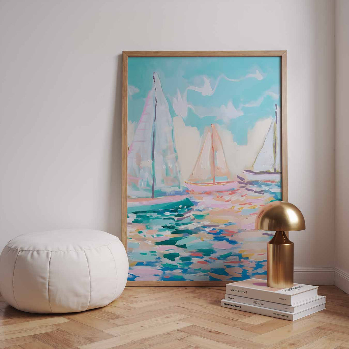 Zomerzeilingen op Blauwe Zee – urban poster in staand formaat