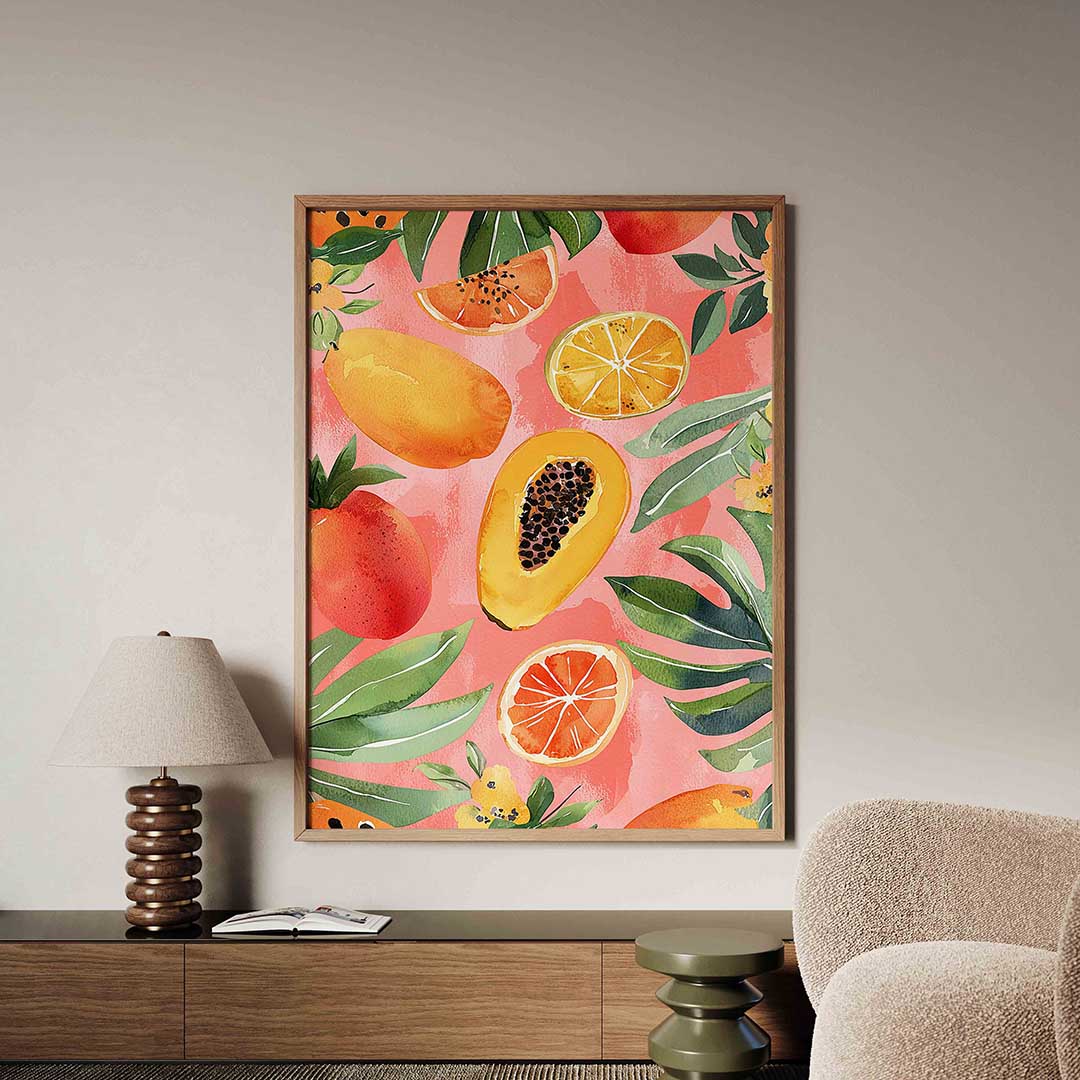 Fruit en bladeren – tropische jungle poster in staand formaat