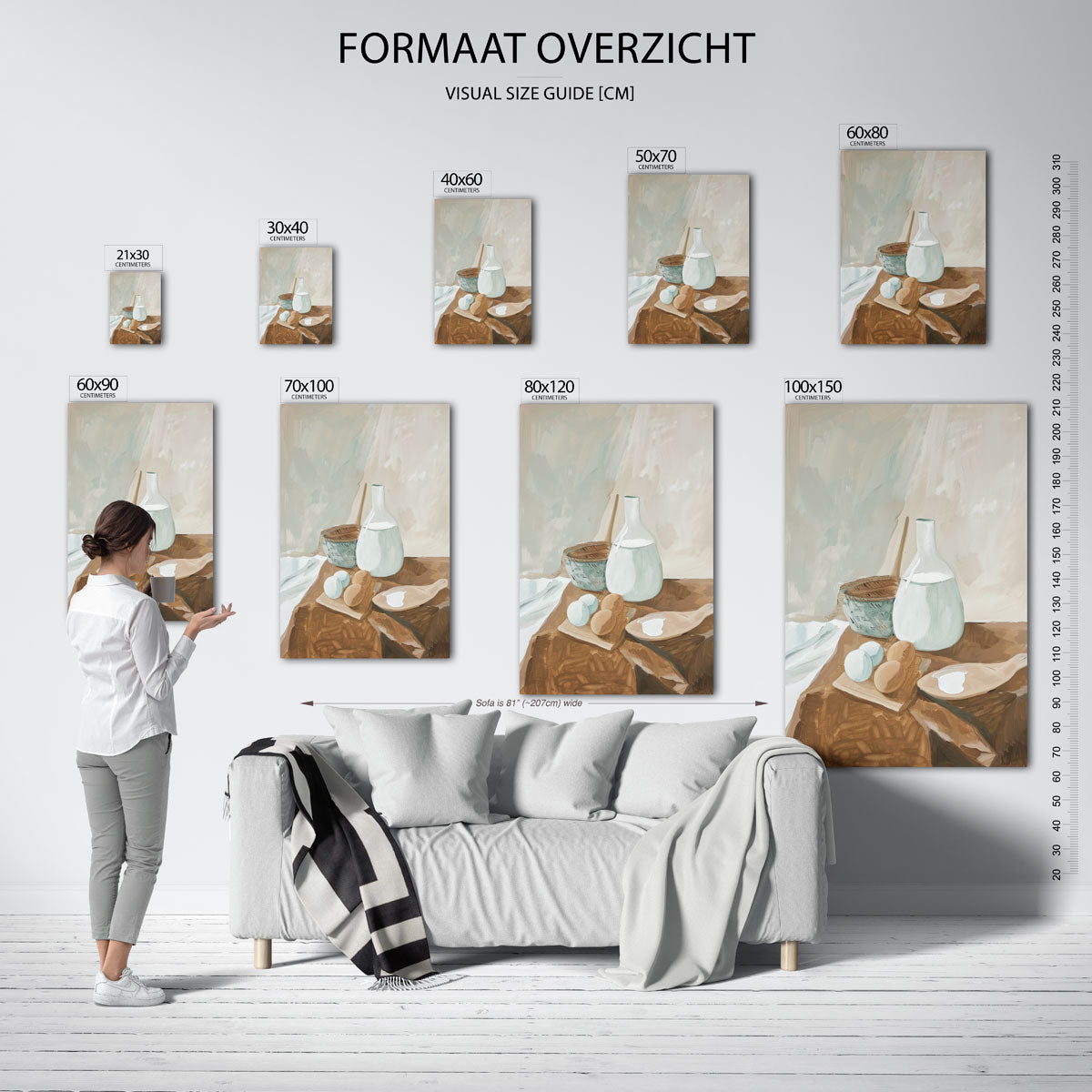Stilleven met eieren en kruik – staande muurposter met hedendaagse illustratie