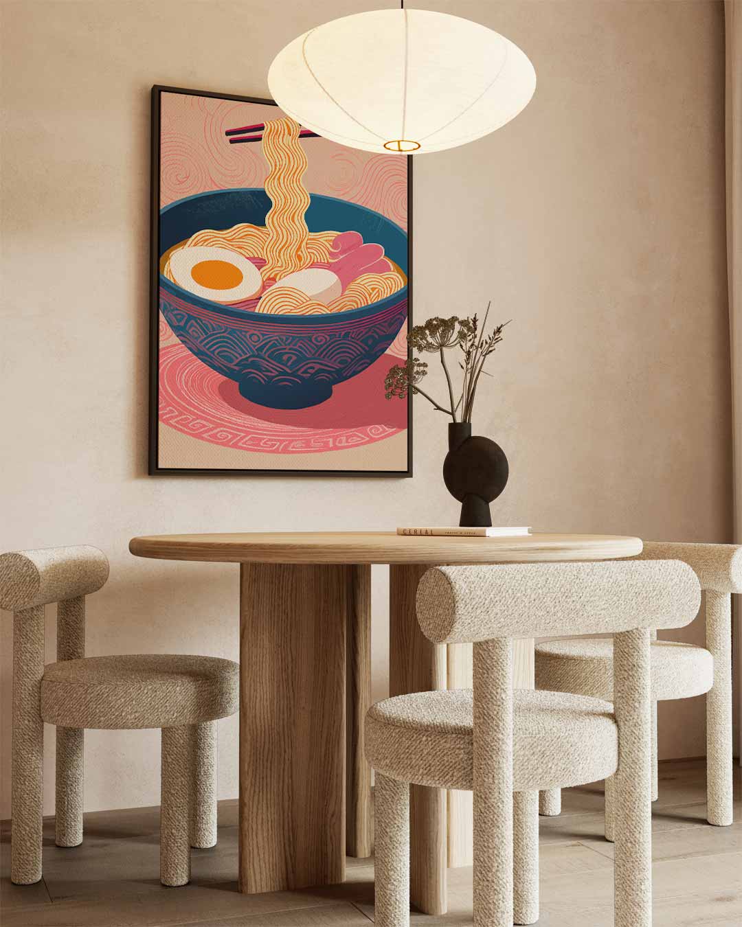Vibrant Ramen Illustratie – canvas wanddecoratie in portret formaat