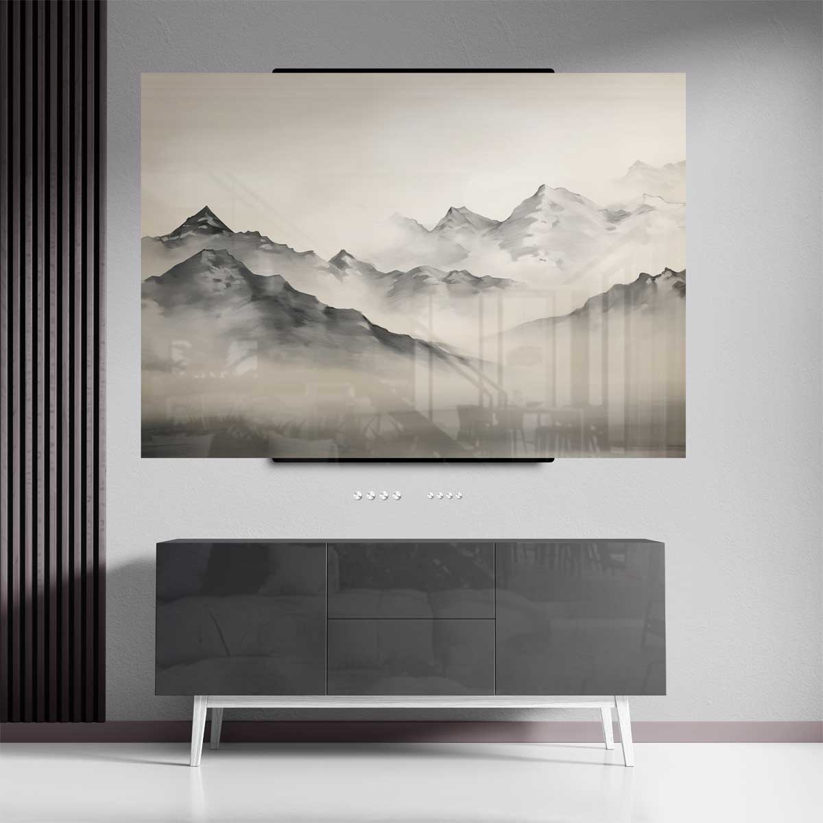 Sereen Berglandschap in Mist – canvas kunstwerk als wanddecoratie