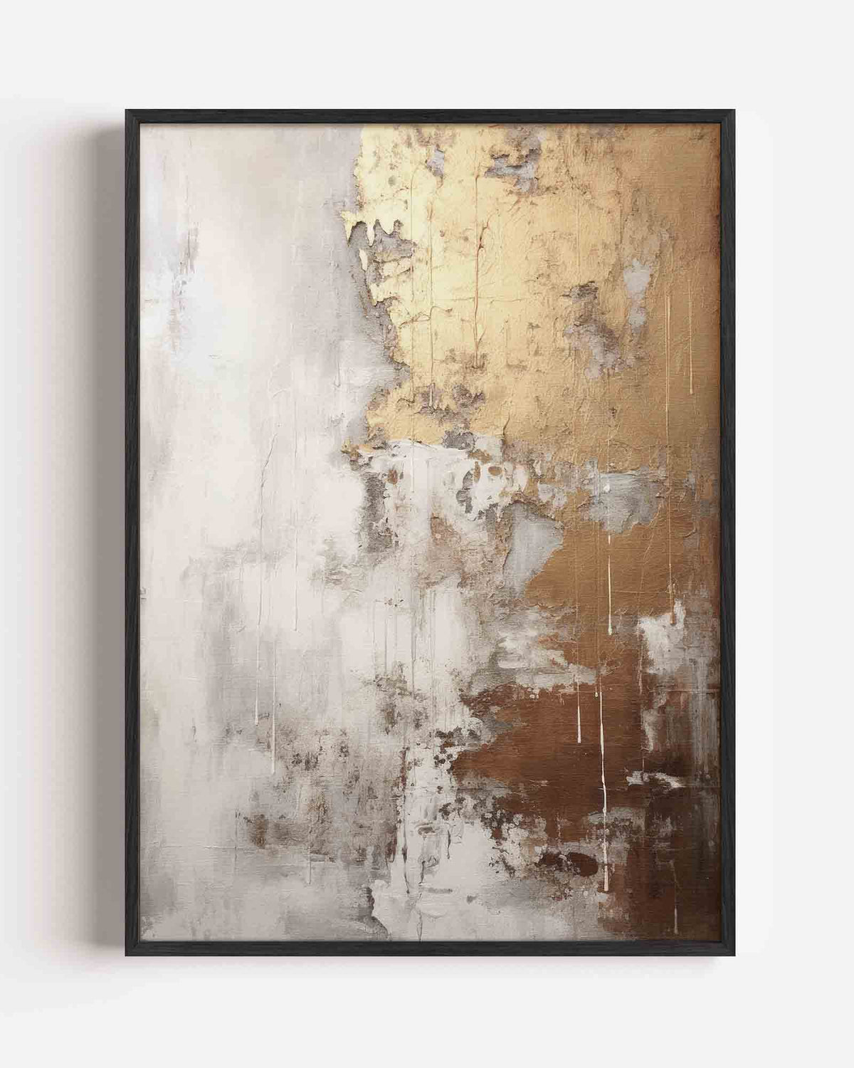Goud en grijs abstracte – zacht abstracte portret poster als wanddecoratie
