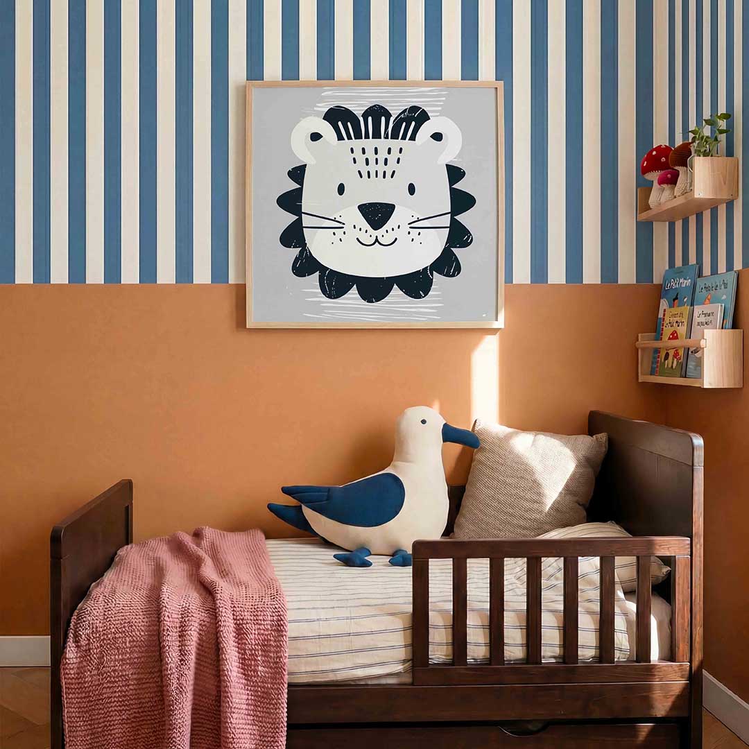 Leeuw gezicht – kids poster in vierkant formaat