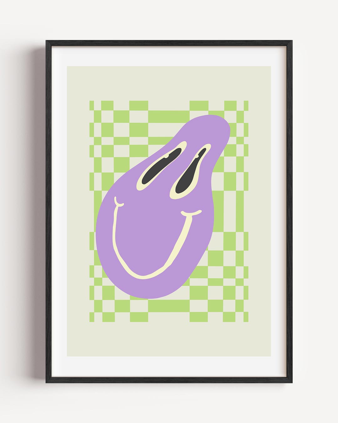 Vrolijke Paarse Lachposter – moderne portret poster als wanddecoratie