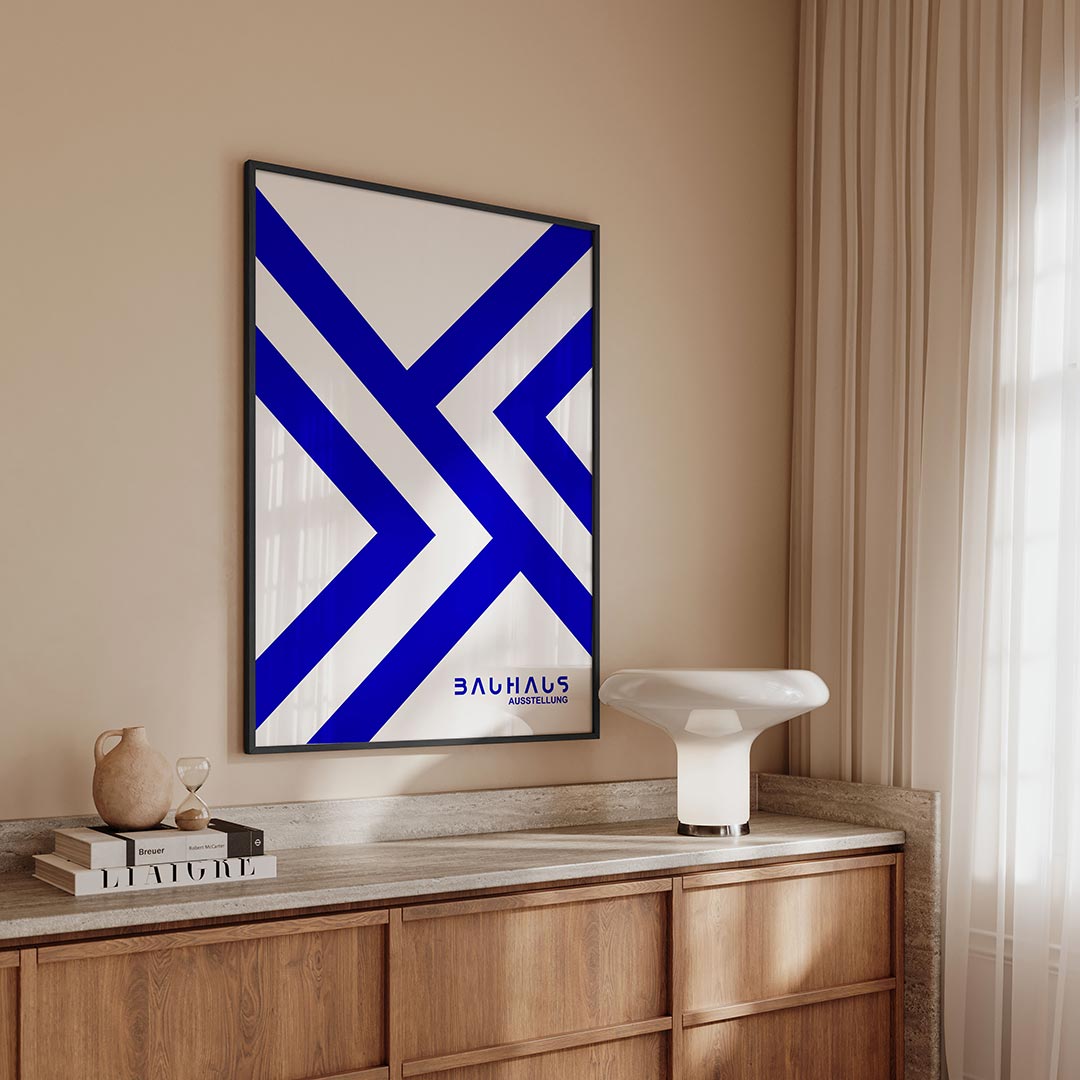 Lijnen en vlakken – geometrische Bauhaus poster in staand formaat