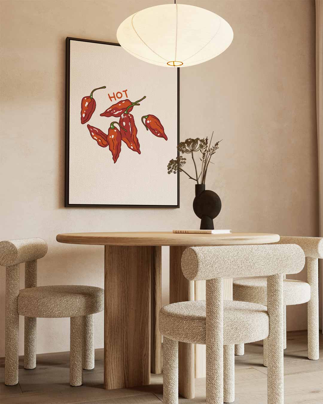 Pittige Paprika Illustratie – canvas wanddecoratie in portret formaat
