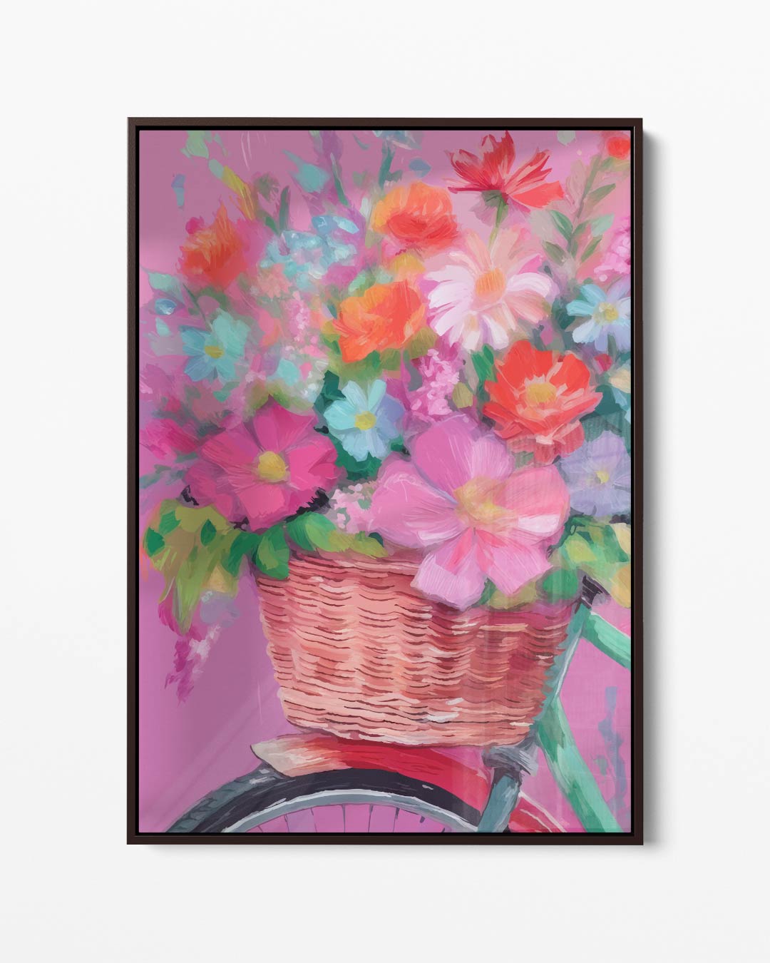 Bloemen in Fietsmand – portret kunstwerk als wanddecoratie