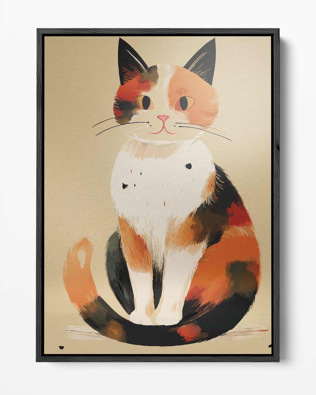 Charmante Calico Kat Illustratie – portret kunstwerk als wanddecoratie