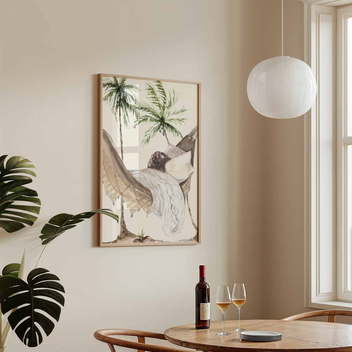 Hangmat onder Palmbomen – zeedieren poster in staand formaat