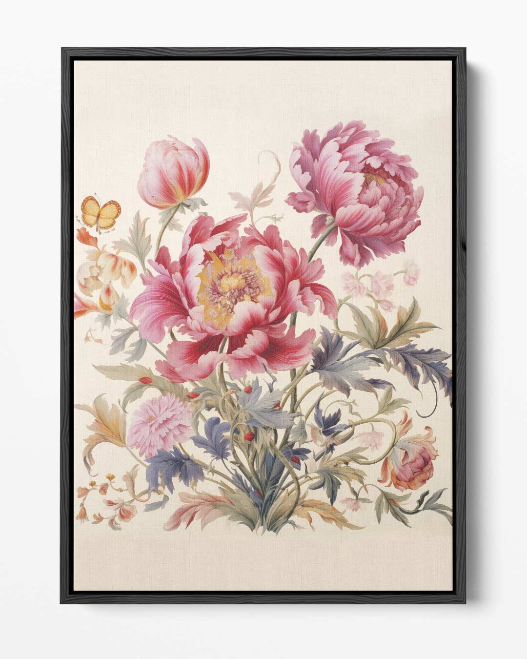 Bloemenpracht met Vlinder – portret kunstwerk als wanddecoratie