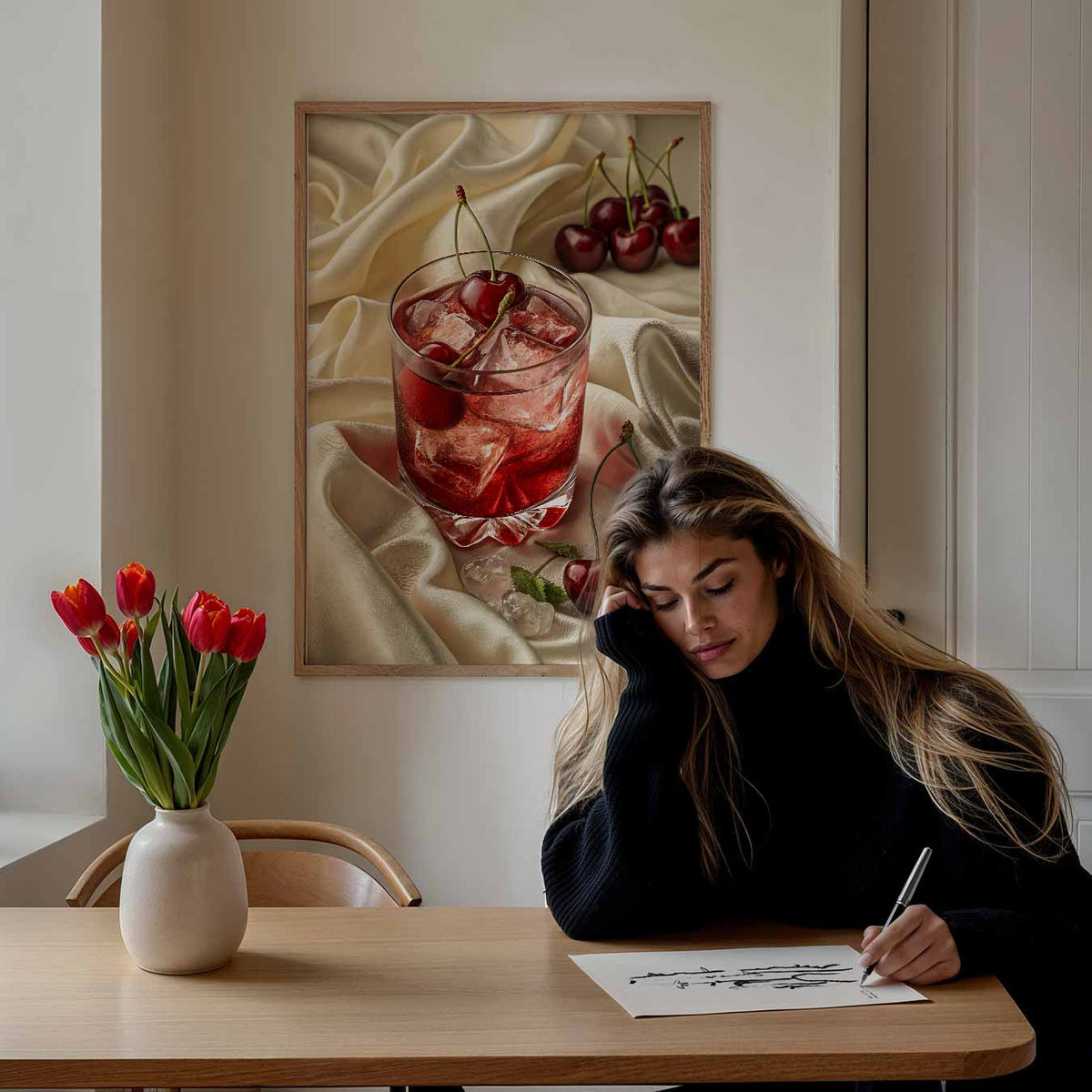 Verfrissende Kersenluxe – zomer poster als frisse staande wanddecoratie