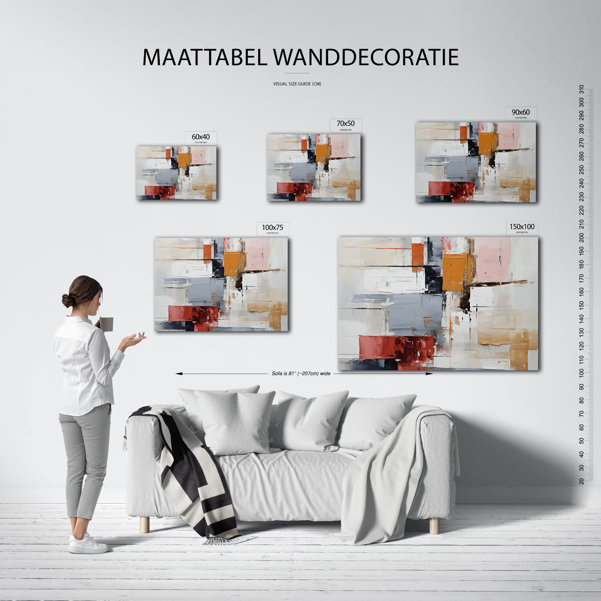Geometrische kleurencompositie – Geometrische – moderne liggende wandkunst