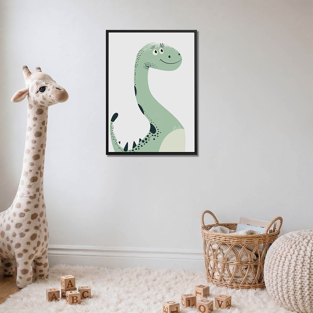 Vrolijke dinosaurus illustratie – moderne staande wandkunst