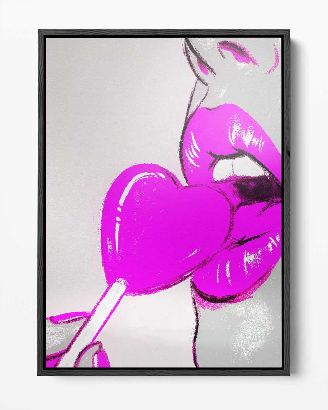 Pop Art Lolly Lips – portret kunstwerk als wanddecoratie