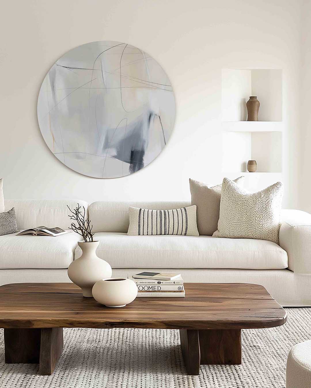 Abstracte lijnen – muurcirkel met kleur en vormen voor aan de muur