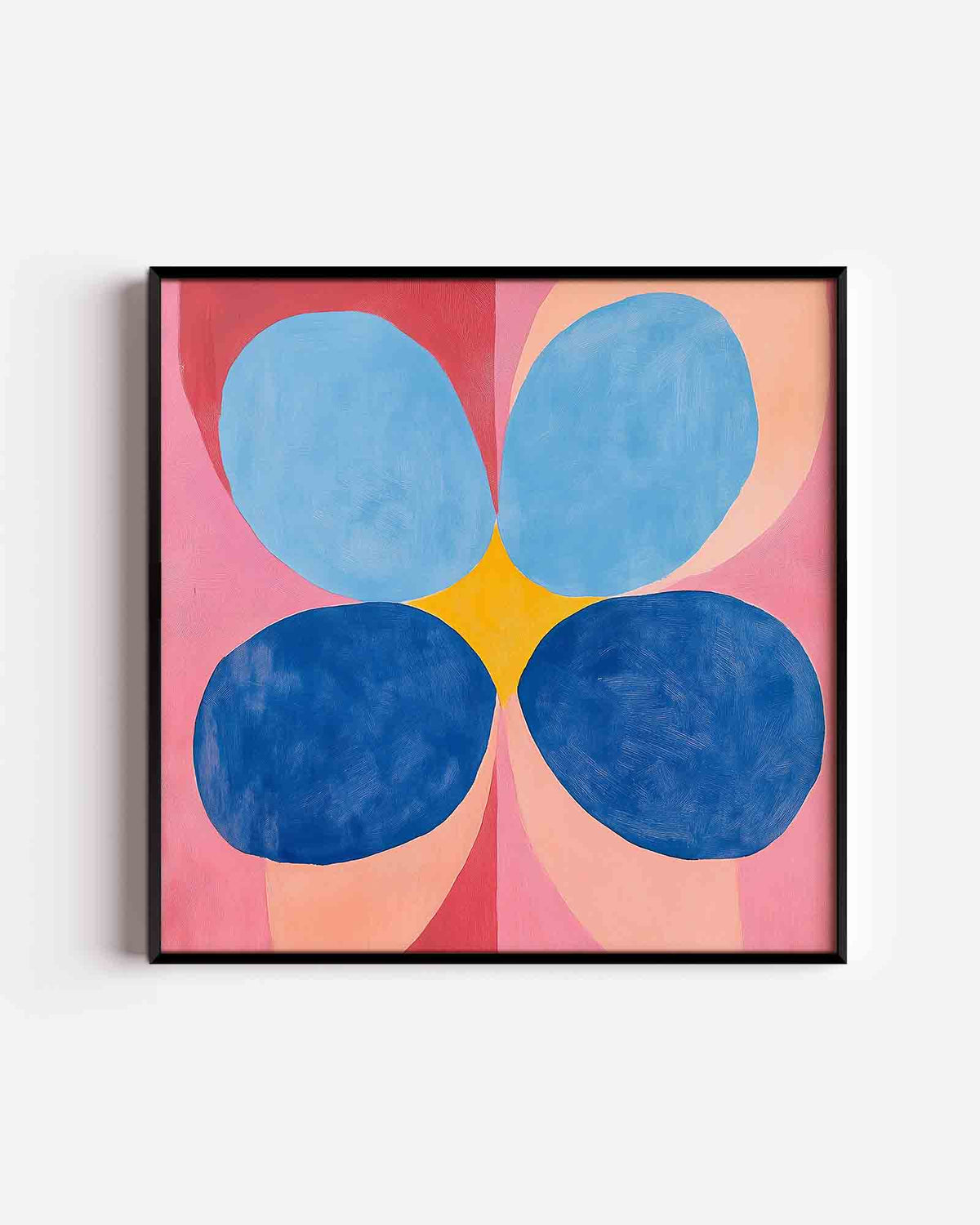 Bloemvormen met blauwe accenten – moderne vierkante poster als wanddecoratie