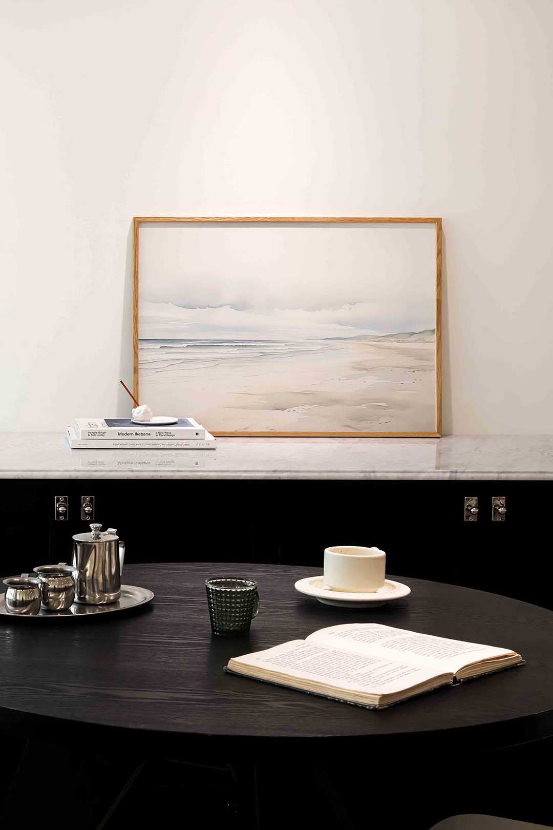 Strand en zee – abstracte poster in liggend formaat
