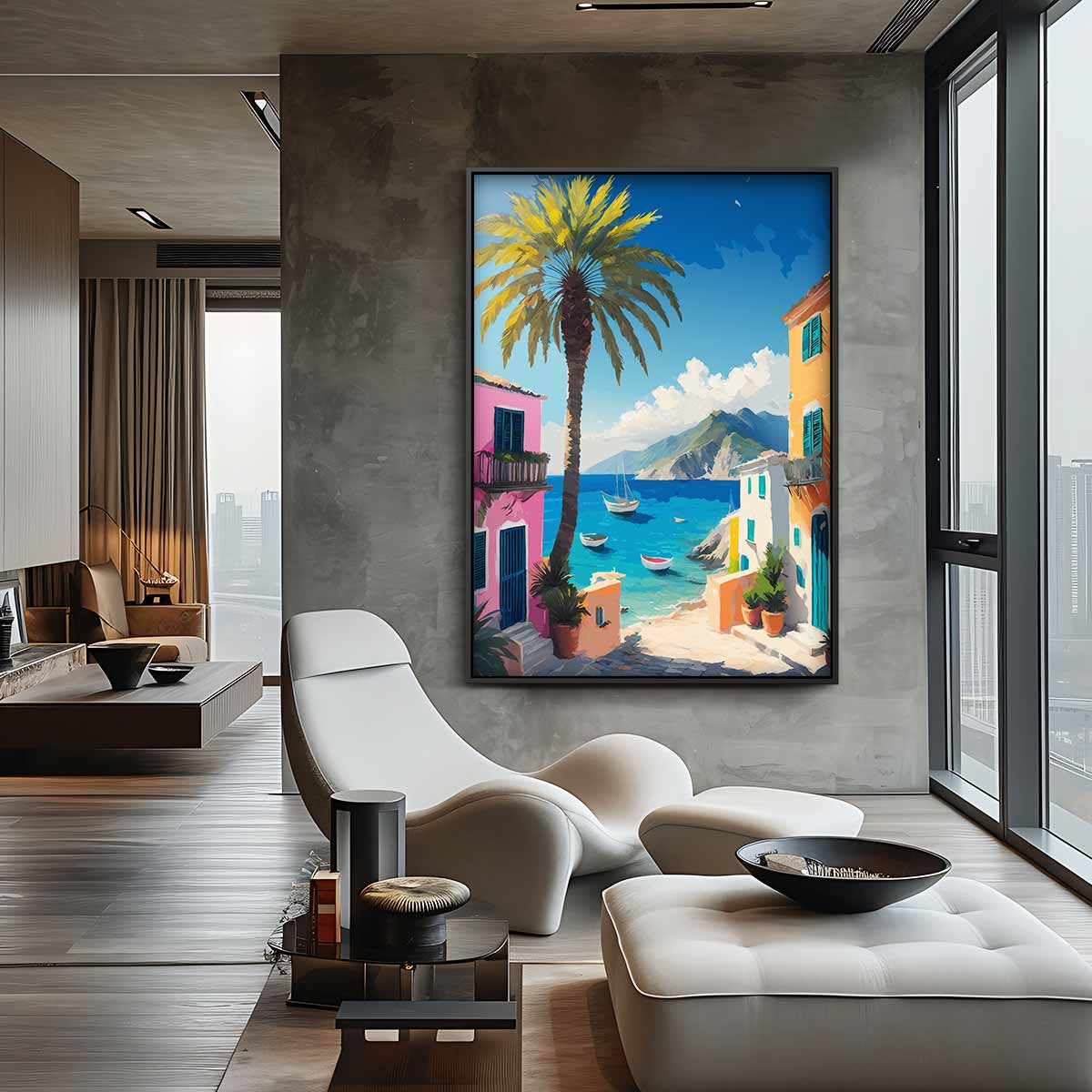 Mediterrane Droomvlucht – canvas wanddecoratie in portret formaat