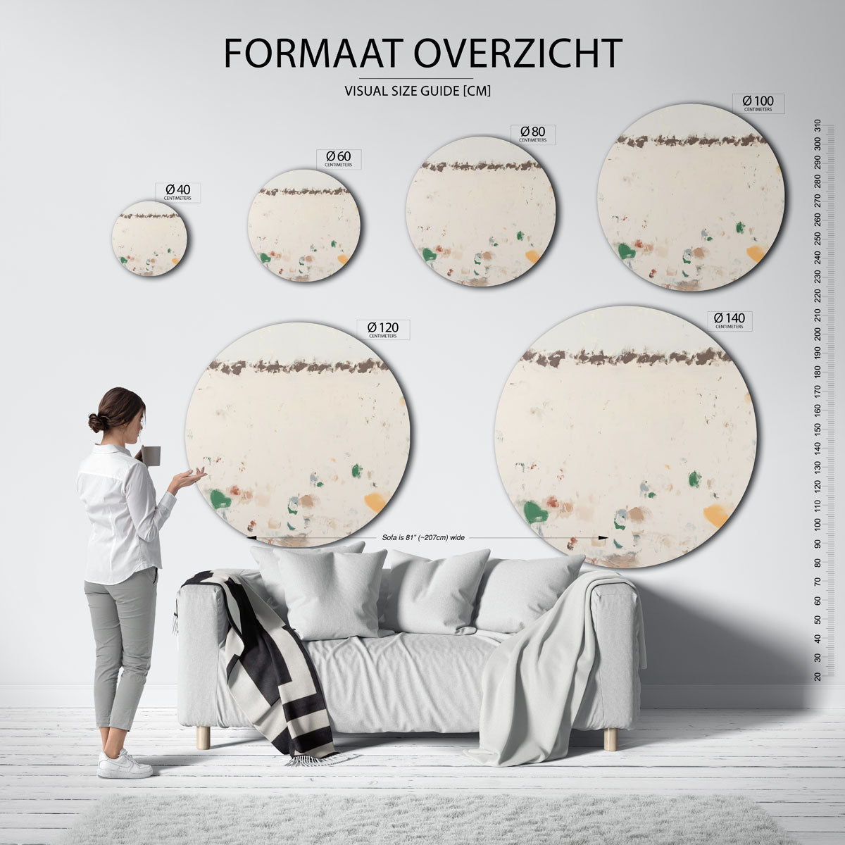 Abstracte vormen – kleurrijke wandkunst als muurcirkel