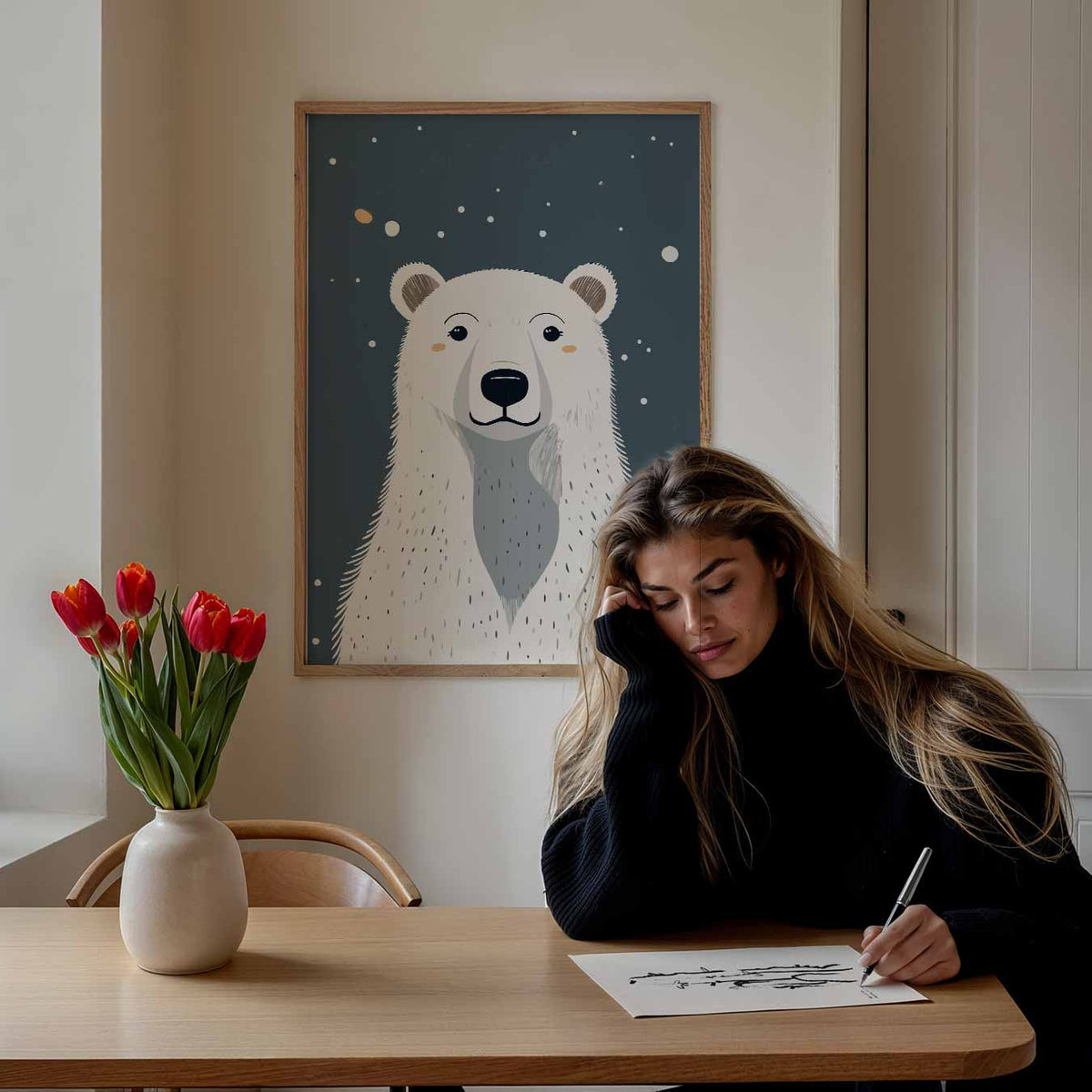 Schattige IJsbeer Illustratie – staande muurposter voor de kinderkamer