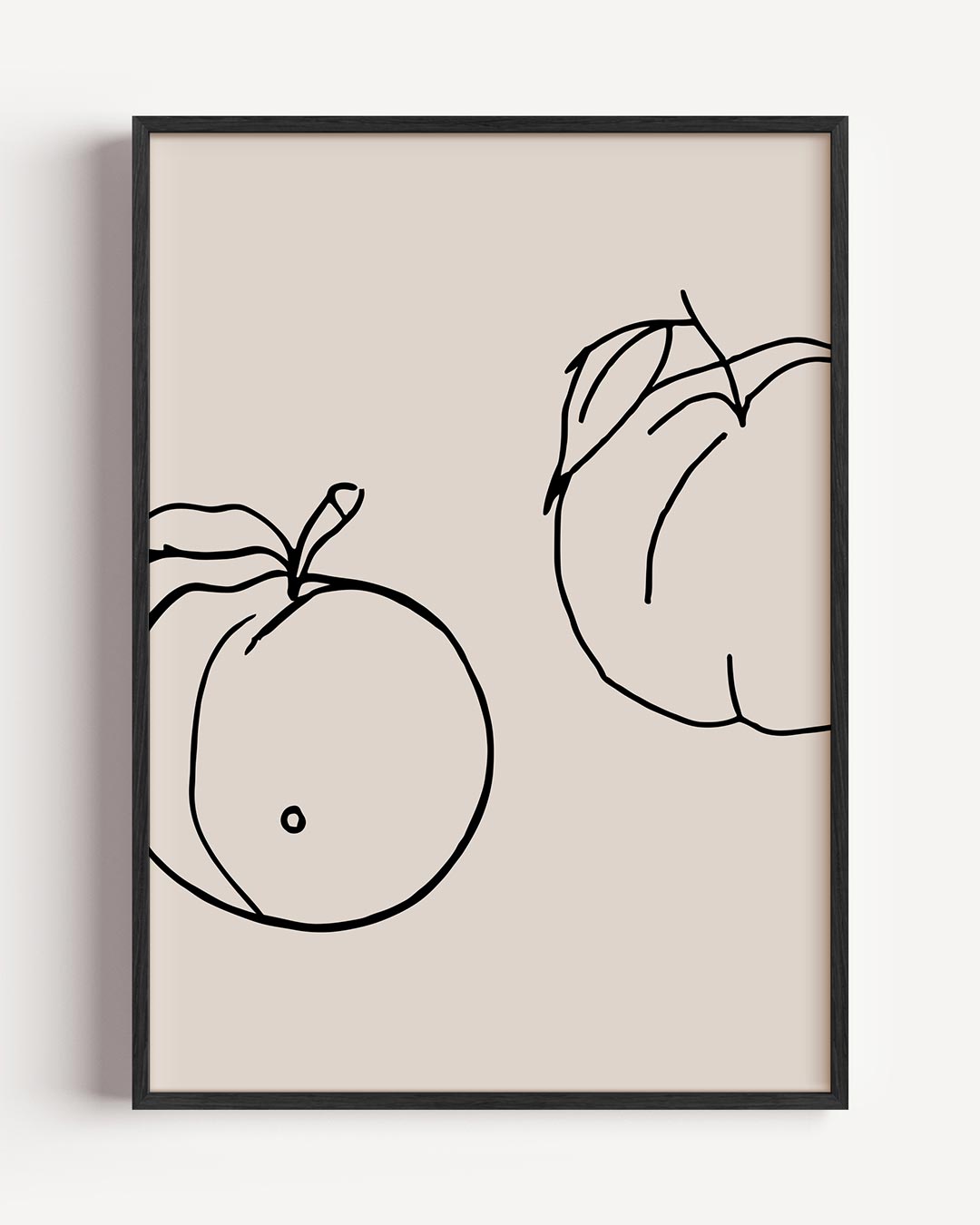 Moderne Perziken Illustratie – keuken portret poster als wanddecoratie