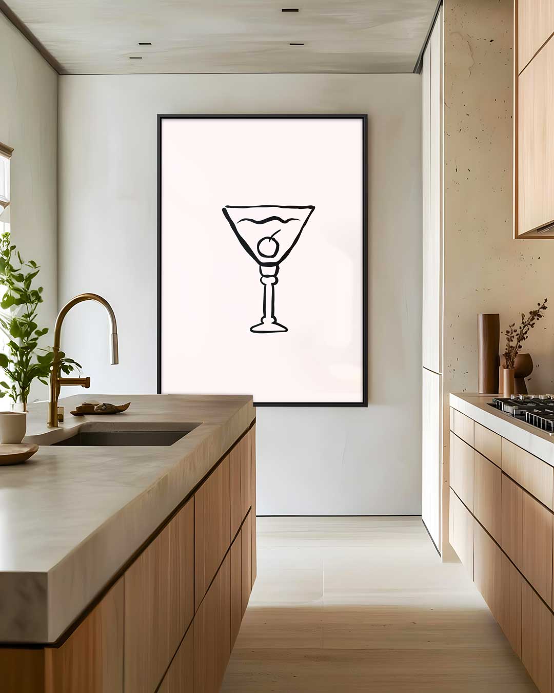 Tijdloze Drankje Illustratie – staand kunstwerk voor modern interieur