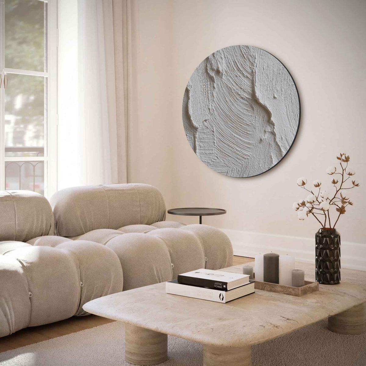 Textuurpatronen – muurcirkel met abstracte texturen voor aan de muur