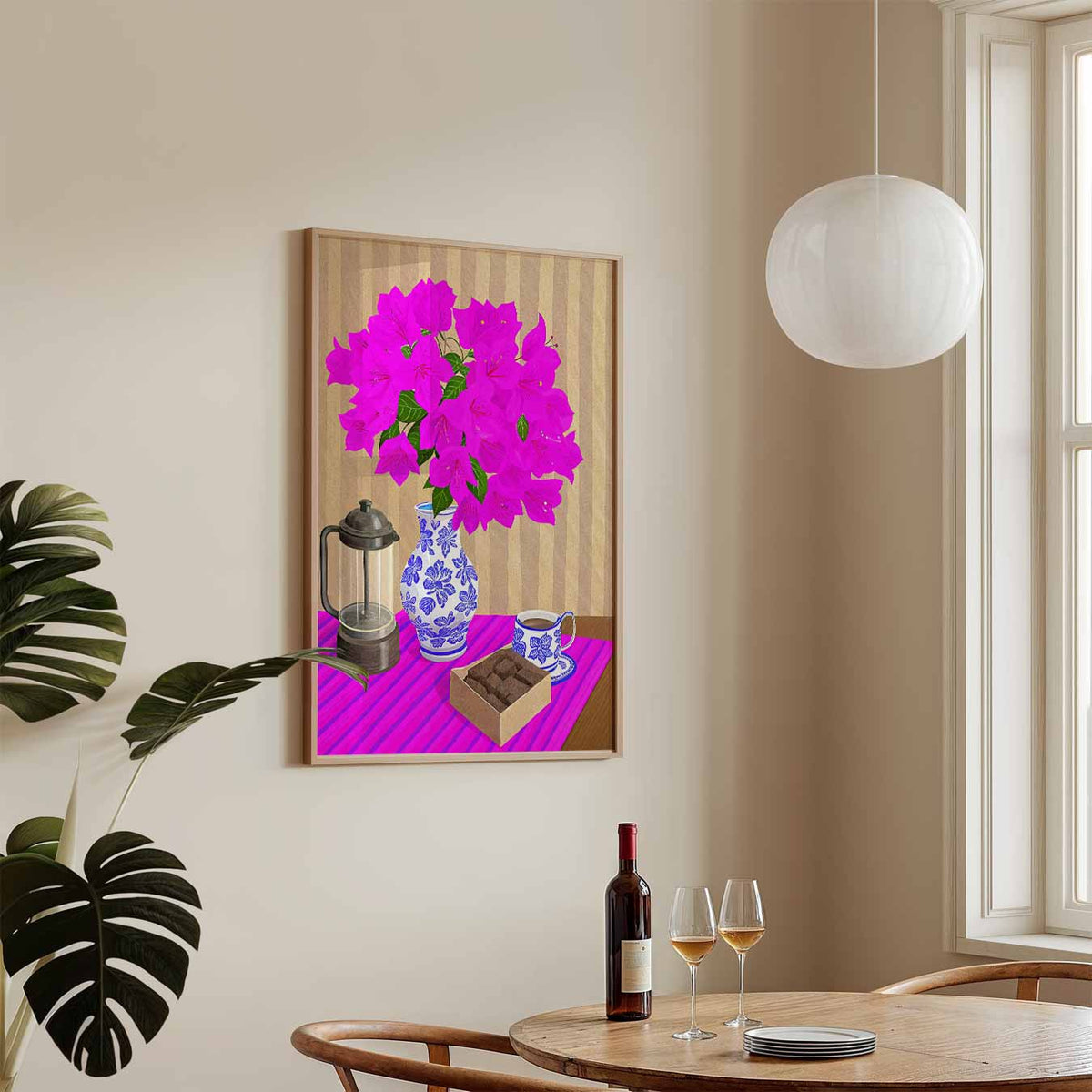 Bloemen en Koffie – keukenposter in staand formaat