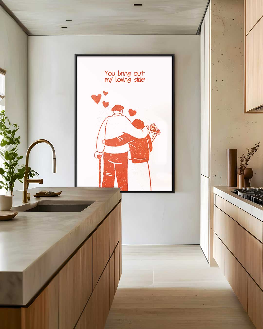 Liefdevolle Omarming Illustratie – dibond wanddecoratie in staand formaat