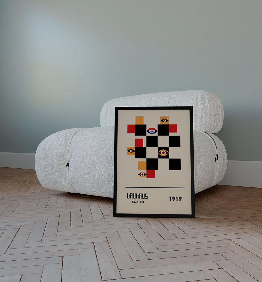 Vormen en ogen – staande Bauhaus poster voor aan de muur