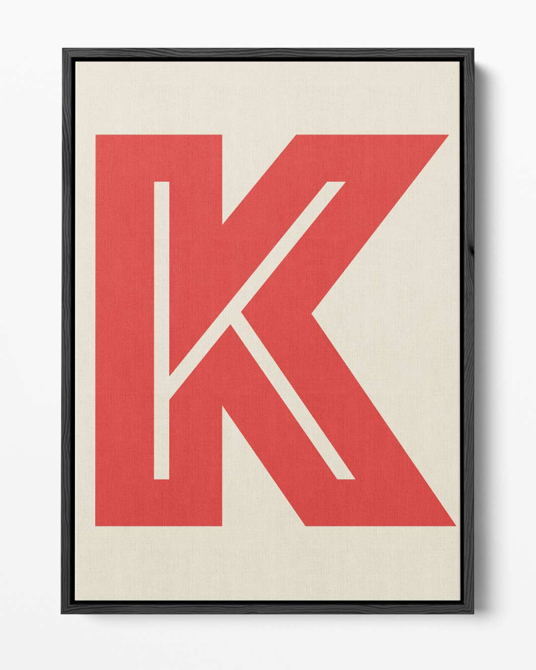 Abstract Rood K-monogram – portret kunstwerk als wanddecoratie